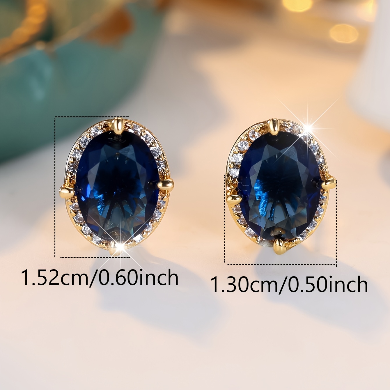 Women's Blue Synthetic Zirconia Inlaid Earrings